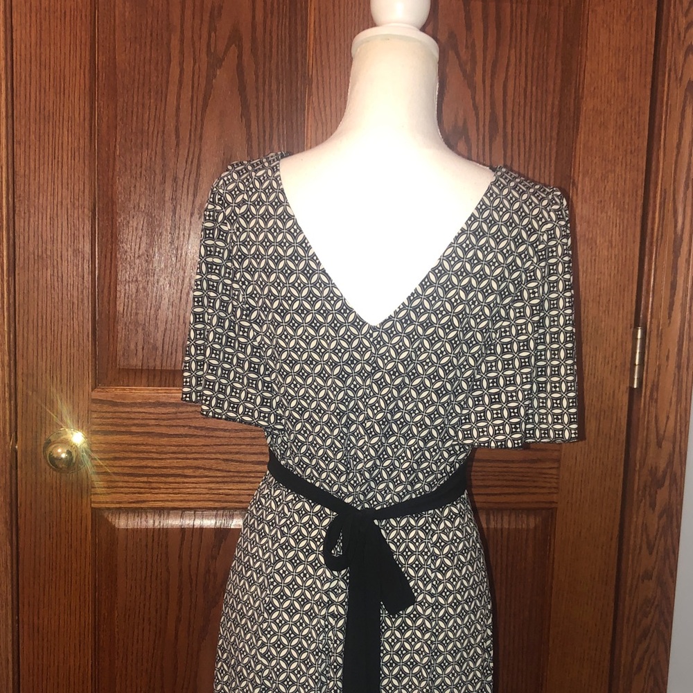 Bisou Bisou Black and White Geometric Midi Dress - Picture 5 of 7